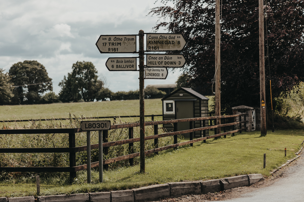 An old Irish road signpost on the way to Killyon Manor, County Meath