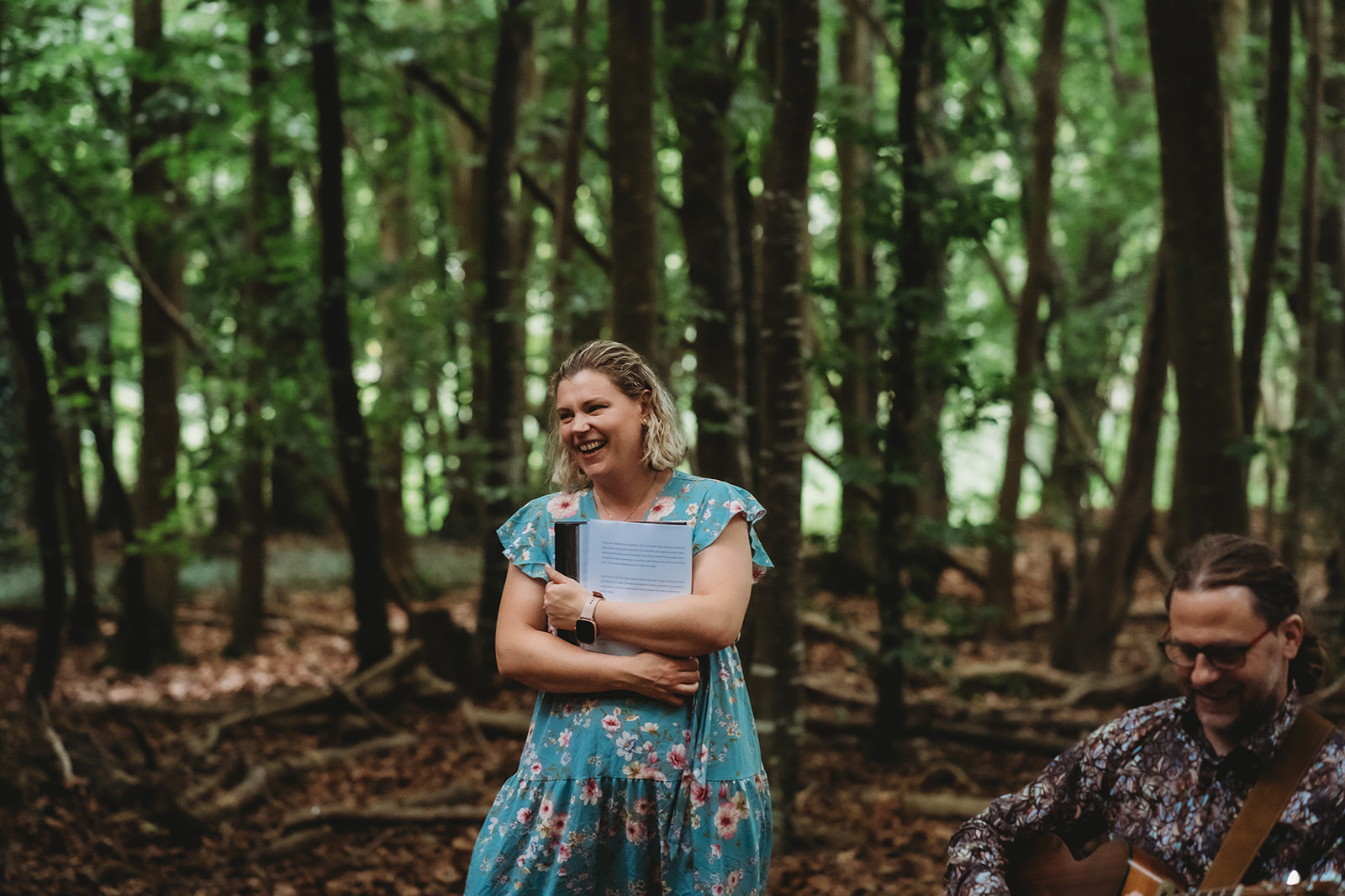 A woodland vow renewal ceremony in Ireland, with music and readings